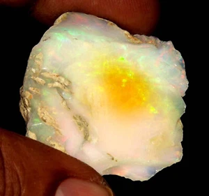 42.95 cts Natural Welo Ethiopian Fire Opal Rough 35 x 29 Specimen *zeor2501 - Picture 1 of 9