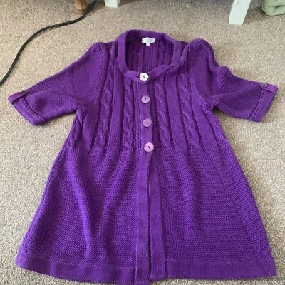 country casuals Medium Cardigan Purple Short Sleeve Button - Image 1 of 2