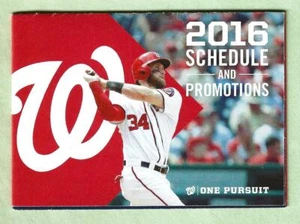 WASHINGTON NATIONALS ~ 2016 Pocket Schedule w/ BRYCE HARPER ~ FREE SHIPPING - Picture 1 of 1