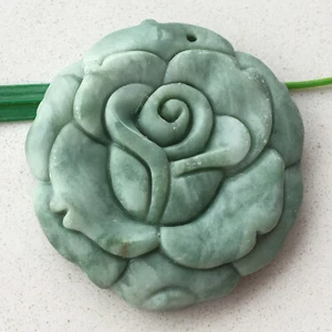 100% natural Certified Guizhou Cui jade stone carve Reiki flower Pendant 花 4609 - Picture 1 of 10