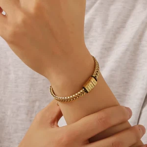 Custom 1-5 Name Bracelet Engraved Jewelry Women Men Gift Gold Silver Black Chain - Picture 1 of 6