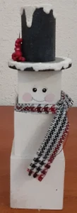Vintage Handmade Wooden Painted Snowman Folk Art Country Christmas Decor 7" hat - Picture 1 of 9
