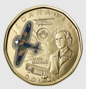 2023 Canada Coloured Loonie Coin Elise MacGill Hurricane Fighter Plane WWII - Bild 1 von 3