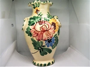 Vintage Majolika Vase bunt Blumenmuster Italien handgeschrieben auf Boden - Bild 1 von 5