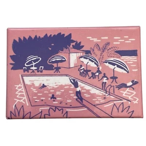 1998 Pink Poolside Party Mid Century Style Magnet 2 x 3 inches Ephemera Inc - Picture 1 of 2