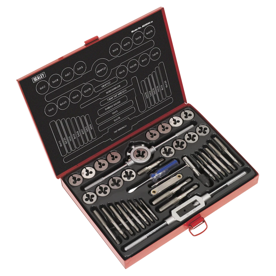 Tap & Die Set 40pc Split Dies Metric AK3040 Sealey New - Image 1 of 1