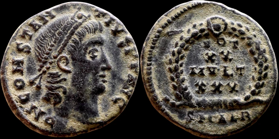 Constantius II Ancient Roman coin 324 - 361 AD. Æ 15 mm. 1,70 gramm. #1419 - Image 1 of 1