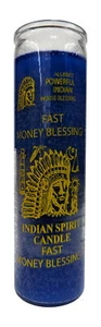 Fast Money Blessing (Rapida Bendicion De Dinero) Blue Piller Candle - Picture 1 of 2