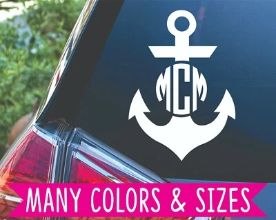 SSP VINYL Personalized Anchor Monogram Initial Circle Decal Sticker