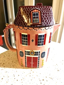 Anthropologie Christmas Chalet Teapot Winter Seasonal Holiday House Classic - Picture 1 of 4
