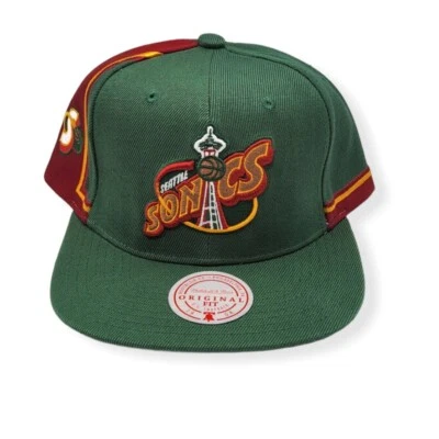 Mitchell & Ness Seattle Supersonics Short Hook Adjustable Snapback Hat Cap - Image 1 of 4