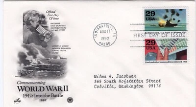 USPS FDC #2697g/b 1992 29¢ Yorktown Lost Food and Commodity Rations WWII ST2517 - Image 1 of 2