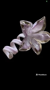 MURANO ? BLOWN GLASS ORCHID PINK PURPLE FIGURINE  - Picture 1 of 6