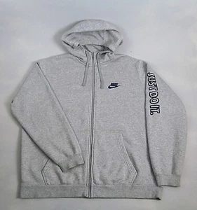 Vtg Y2K Nike Hoodie Full Zip Mens XXL 2XL Gray Blue Swoosh Just Do It - Picture 1 of 8