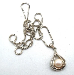 Cadena de plata 835 con colgante 925 con perla cultivada real - Imagen 1 de 3