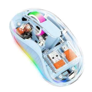 Fully Transparent Mouse Bluetooth Wireless Tri-mode Mute Led Lamp Type-c Mice - Picture 1 of 26