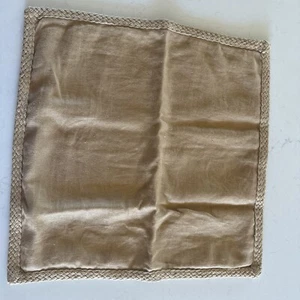 Pottery Barn 20x20 Natural Warm Brown Linen Pillow Cover with Jute Braided - Picture 1 of 6