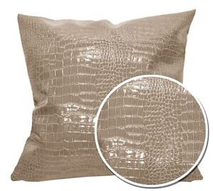 pd1007a Tan Faux Crocodile Glossy Leather Cushion Cover/Pillow Case*Custom Size