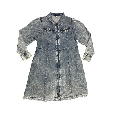 Cato Midi Largo Lavado Ácido Denim Vestido Midi Trench Coat Chaqueta Talla 18W Y2K Años 90  Foto 1 de 4