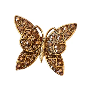 HOLLY CRAFT Brosche goldfarben Schmetterling MISSING ONE STRASS signiert - Bild 1 von 11