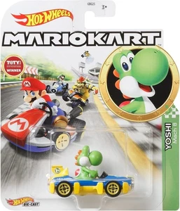 Hot Wheels Mario Kart Yoshi with Mach 8 Racer GLP39 - Picture 1 of 3