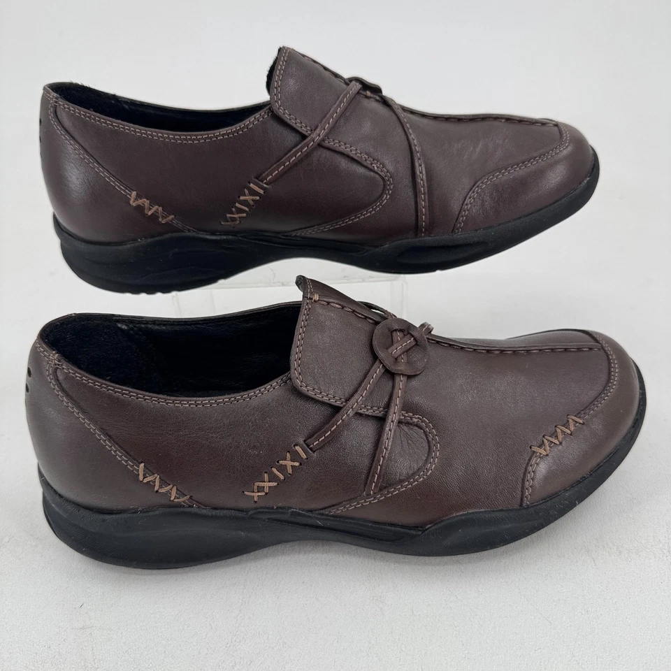 Clarks Wave Walk Zapatos Informales MUJERES Cuero Marrón Sin Cordones Caminar TALLA 9 Foto 1 de 4