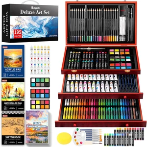 Suministros de Arte, Paquete de 195 Set de Arte Kit de Dibujo para Niños Adolescentes Niñas Niños Adultos, Arte - Imagen 1 de 7