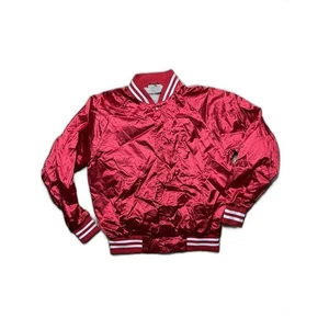 Giacca da baseball vintage Augusta in raso rosso full snap M nuova senza etichetta - Foto 1 di 7