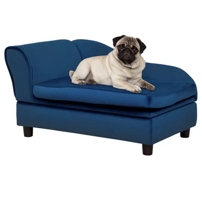 Dog Couch Pet Sofa Bed for Small Dogs Cats with Storage, Cushion, Blue - Image 1 of 4