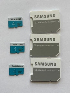 LOT of 3 Samsung   ( 4 GB MicroSDHC) memory cards with Adapters - Picture 1 of 1