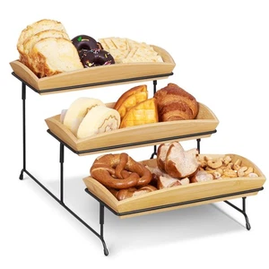 3-stufiger Bambus Serviertabletts Ständer - faltbar für Obst, Dessert, Vorspeise... - Bild 1 von 6