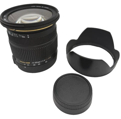 SIGMA 17-50mm F2.8 EX DC OS HSM Lens for Nikon F Mount Cameras Hood Back Cap - Image 1 of 4