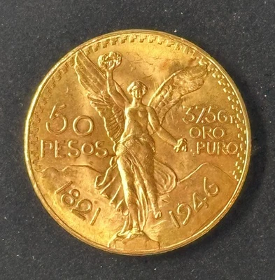 Moneda de 50 pesos de oro Centenaro mexicano 1946 oro amarillo sólido 22k, oro centenario Foto 1 de 4