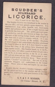 um 1880 Postkarte Scudder's Standard Licorice 12 Cedar St New York nach Detroit - Bild 1 von 2