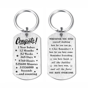 1 Year Sobriety Gifts for Women Men, One Year Sober Anniversary Keychain With... - Picture 1 of 6