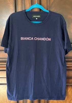 Camiseta manga corta BIANCA CHANDON azul marino con logotipo talla XL  Foto 1 de 4