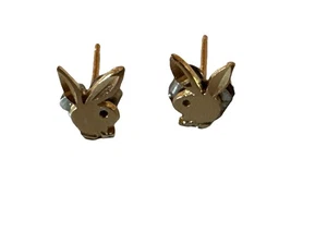 Vintage 14K Yellow Gold Playboy Bunny Stud Earrings Bunny Ears Preowned - Picture 1 of 5