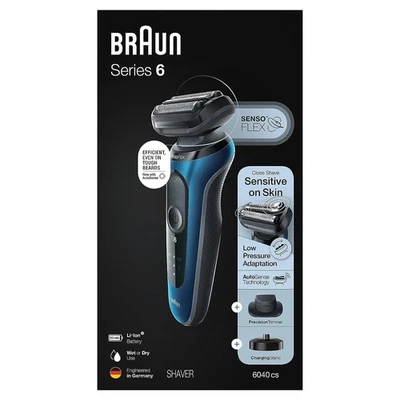 Maquinilla de afeitar eléctrica Braun Series 6 para hombre en seco y húmedo | 6040 cs azul Foto 1 de 4