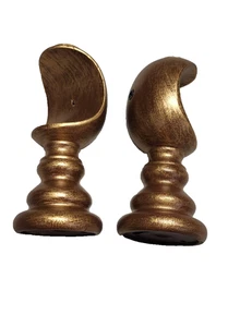 A Pair of Designer Wood Brackets for 2-1/4" Dia Wood Drapery Rod.  Antique Gold - Picture 1 of 3