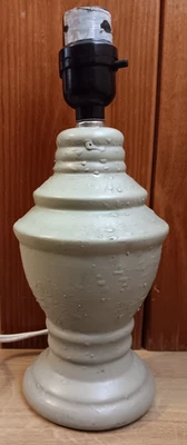 Urn Ginger Jar Base Lamp Table Kitchen Desk Boudoir Gray Beige Stoneware Decor - Image 1 of 4