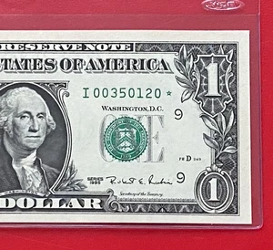 1995 STAR NOTE $1 DOLLAR ( MINNEAPOLIS ) Uncirculated - Picture 1 of 3