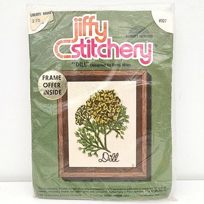VTG Embroidery Kit Jiffy Stitchery "Dill" Sunset Designs New Old Stock Sealed - Image 1 of 3