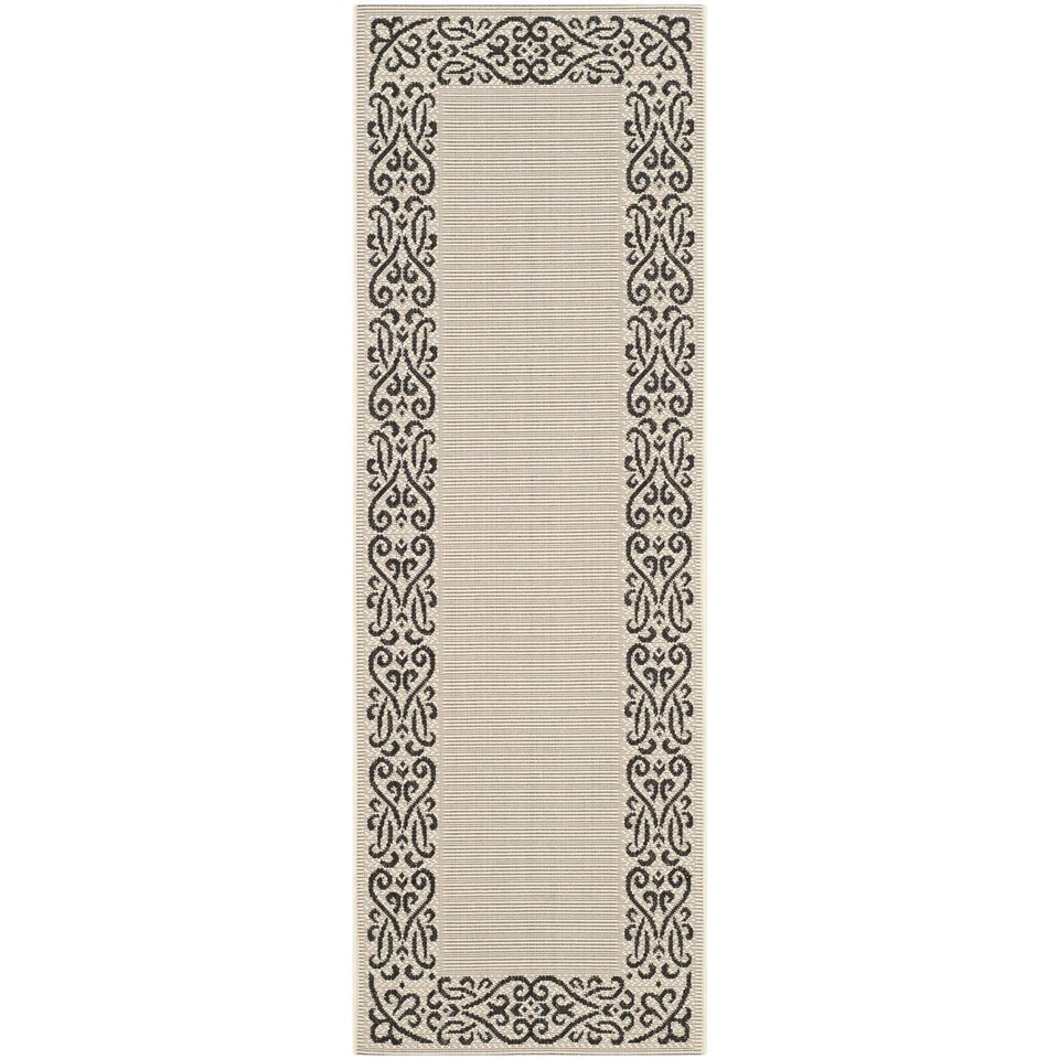 Safavieh CY1588 Courtyard Area Rug Runner 2'-3" X 6'-7" Sand/Black - Image 1 of 1