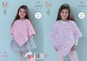 King Cole Mädchen Strickanleitung Easy Knit Strumpfbandstich Spitze Ponchos Yummy 4537 - Bild 1 von 4