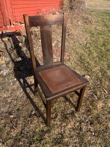 Antique Webster Wood Dining Kitchen Accent Leather Seat Chair Superior Wisconsin Cover