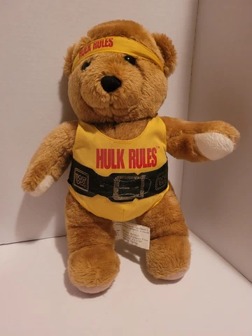 Vintage WWF Hulk Hogan Plush Bear 1989 Titan Sports Hulk Rules Cover