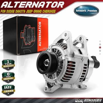Alternador para Dodge Dakota Jeep Grand Cherokee 1997-1998 120A 12V CW 6 ranuras Foto 1 de 4