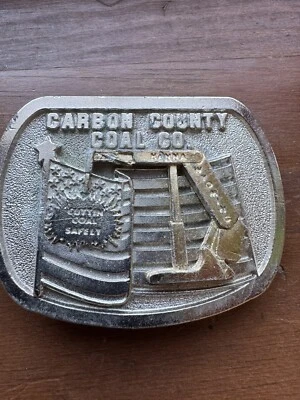 Carbon County Coal Mine Miner Mining Vintage Belt Buckle - Image 1 of 2