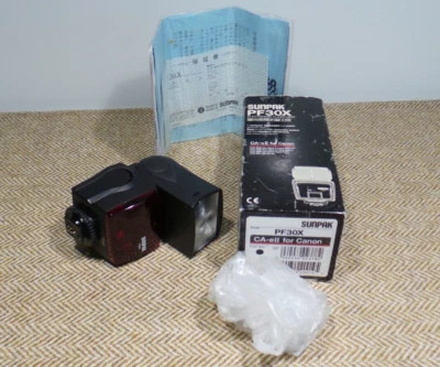 Sunpak PF-30X Flash for Canon Camera Hot Shoes Clip on Flash Boxed Works 100% - Image 1 of 4