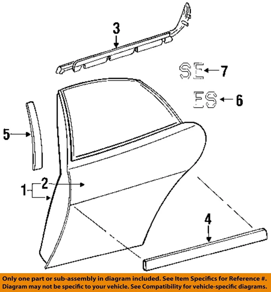 CHRYSLER OEM 95-97 Cirrus,Stratus Rear Door Exterior Trim-Side Molding 5019271AA - Image 1 of 1